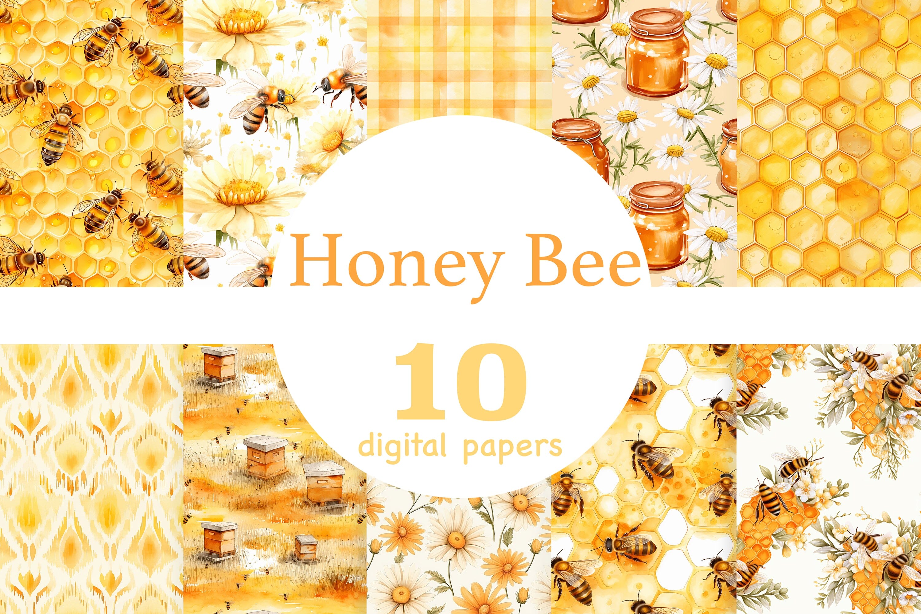 Honey Bee Digital Paper Set