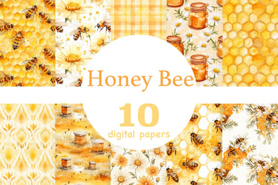 Honey Bee Digital Paper Set | Bees Pattern Digital Pattern GlamArtZhanna 