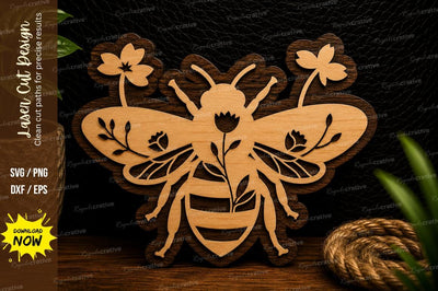 Honey Bee Floral Laser Cut Svg Design SVG Regulrcrative 