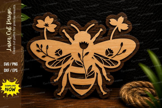 Honey Bee Floral Laser Cut Svg Design SVG Regulrcrative 