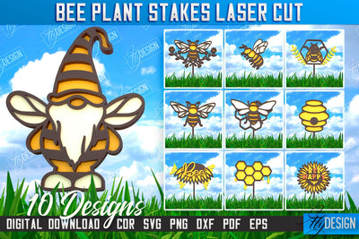Honey Bee Garden Stake Bundle | Plant Stakes | Plant Marker | Lawn Stake | CNC File SVG Fly Design 