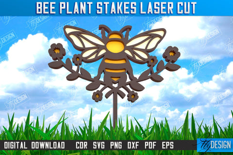 Honey Bee Garden Stake Bundle | Plant Stakes | Plant Marker | Lawn Stake | CNC File SVG Fly Design 