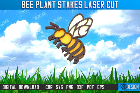 Honey Bee Garden Stake Bundle | Plant Stakes | Plant Marker | Lawn Stake | CNC File SVG Fly Design 