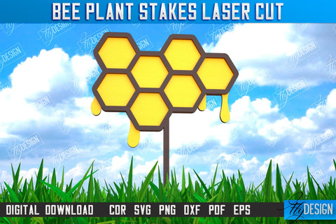 Honey Bee Garden Stake Bundle | Plant Stakes | Plant Marker | Lawn Stake | CNC File SVG Fly Design 