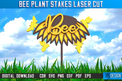 Honey Bee Garden Stake Bundle | Plant Stakes | Plant Marker | Lawn Stake | CNC File SVG Fly Design 