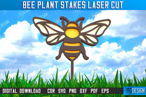 Honey Bee Garden Stake Bundle | Plant Stakes | Plant Marker | Lawn Stake | CNC File SVG Fly Design 
