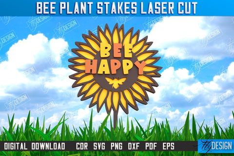 Honey Bee Garden Stake Bundle | Plant Stakes | Plant Marker | Lawn Stake | CNC File SVG Fly Design 