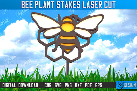 Honey Bee Garden Stake Bundle | Plant Stakes | Plant Marker | Lawn Stake | CNC File SVG Fly Design 