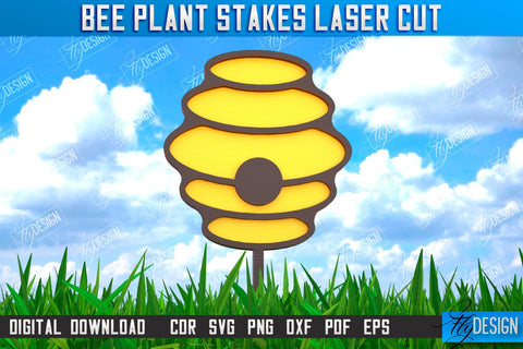 Honey Bee Garden Stake Bundle | Plant Stakes | Plant Marker | Lawn Stake | CNC File SVG Fly Design 