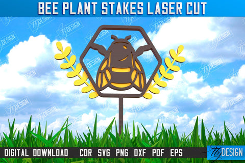 Honey Bee Garden Stake Bundle | Plant Stakes | Plant Marker | Lawn Stake | CNC File SVG Fly Design 