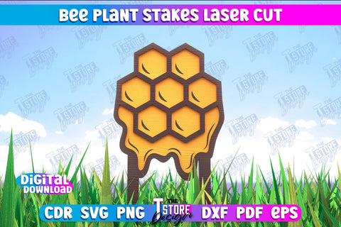 Honey Bee Garden Stake Bundle | Plant Stakes | Plant Marker | Lawn Stake | CNC File SVG The T Store Design 