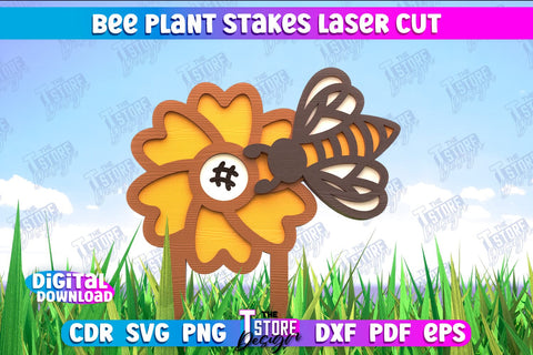 Honey Bee Garden Stake Bundle | Plant Stakes | Plant Marker | Lawn Stake | CNC File SVG The T Store Design 