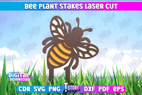 Honey Bee Garden Stake Bundle | Plant Stakes | Plant Marker | Lawn Stake | CNC File SVG The T Store Design 
