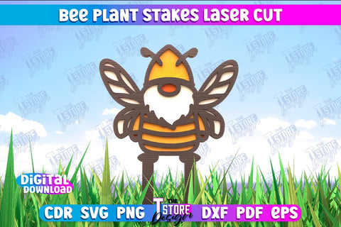 Honey Bee Garden Stake Bundle | Plant Stakes | Plant Marker | Lawn Stake | CNC File SVG The T Store Design 