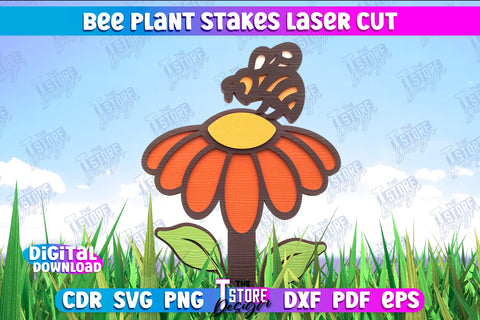Honey Bee Garden Stake Bundle | Plant Stakes | Plant Marker | Lawn Stake | CNC File SVG The T Store Design 
