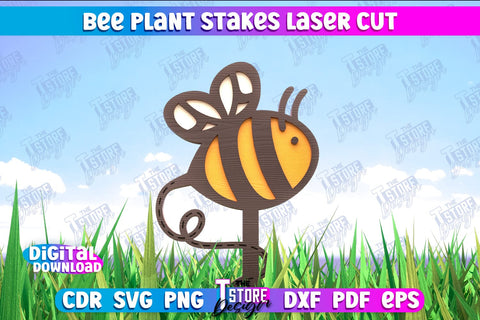 Honey Bee Garden Stake Bundle | Plant Stakes | Plant Marker | Lawn Stake | CNC File SVG The T Store Design 