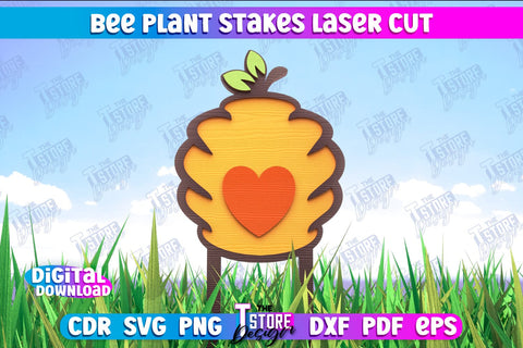 Honey Bee Garden Stake Bundle | Plant Stakes | Plant Marker | Lawn Stake | CNC File SVG The T Store Design 