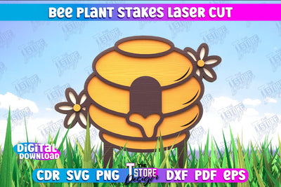 Honey Bee Garden Stake | Plant Stakes | Plant Marker | Lawn Stake | CNC File SVG The T Store Design 