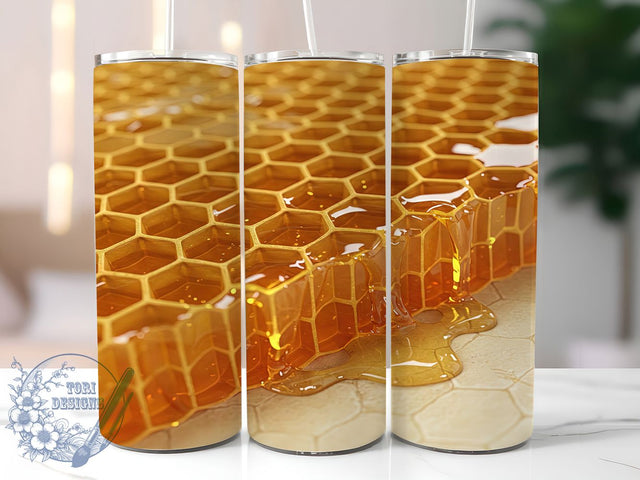 Honey Bee Honeycomb Tumbler Wrap, Honeycomb Tumbler Design, Golden Honey Wrap, Bee Sublimation Wrap, 20oz Honeycomb Wrap, Bee Lover Tumbler, Dripping Honey Tumbler Sublimation ToriDesigns 