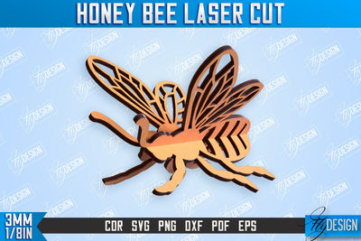 Honey Bee Laser Cut | Summer Design | Decorative Bee | CNC File SVG Fly Design 