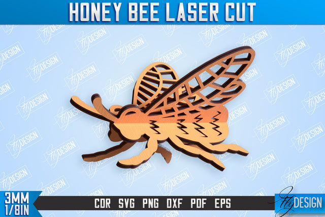 Honey Bee Laser Cut | Summer Design | Decorative Bee | CNC File SVG Fly Design 