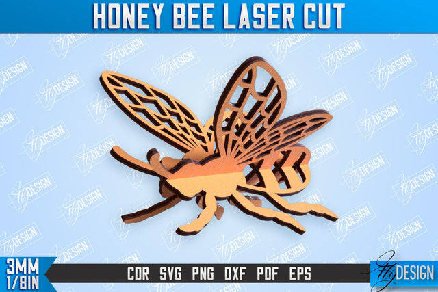 Honey Bee Laser Cut | Summer Design | Decorative Bee | CNC File SVG Fly Design 