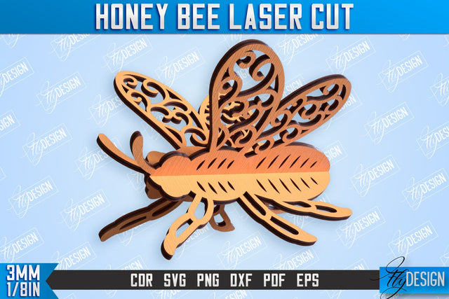 Honey Bee Laser Cut | Summer Design | Decorative Bee | CNC File SVG Fly Design 