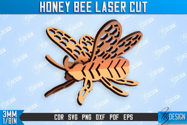 Honey Bee Laser Cut | Summer Design | Decorative Bee | CNC File SVG Fly Design 