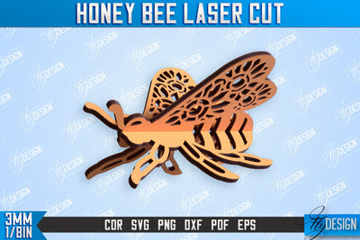 Honey Bee Laser Cut | Summer Design | Decorative Bee | CNC File SVG Fly Design 