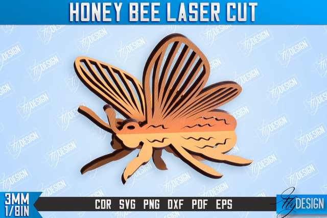 Honey Bee Laser Cut | Summer Design | Decorative Bee | CNC File SVG Fly Design 