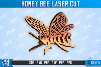 Honey Bee Laser Cut | Summer Design | Decorative Bee | CNC File SVG Fly Design 