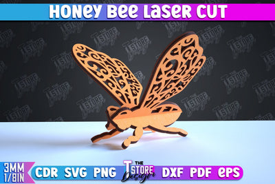 Honey Bee Laser Cut | Summer Design | Decorative Bee | CNC File SVG The T Store Design 