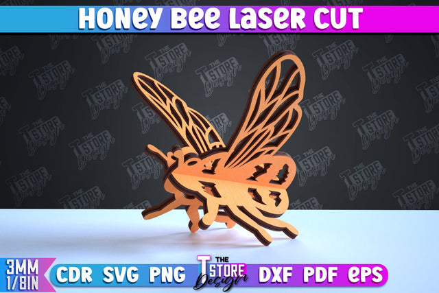 Honey Bee Laser Cut | Summer Design | Decorative Bee | CNC File SVG The T Store Design 