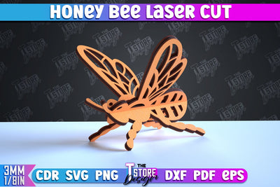 Honey Bee Laser Cut | Summer Design | Decorative Bee | CNC File SVG The T Store Design 