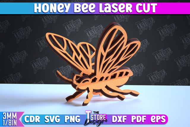 Honey Bee Laser Cut | Summer Design | Decorative Bee | CNC File SVG The T Store Design 