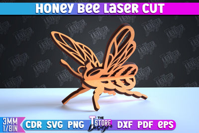 Honey Bee Laser Cut | Summer Design | Decorative Bee | CNC File SVG The T Store Design 