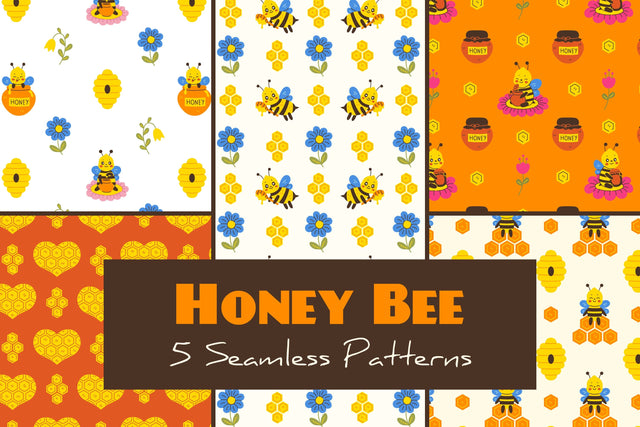 Honey Bee Seamless Patterns Digital Pattern Rin Green 