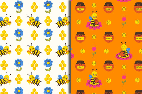 Honey Bee Seamless Patterns Digital Pattern Rin Green 