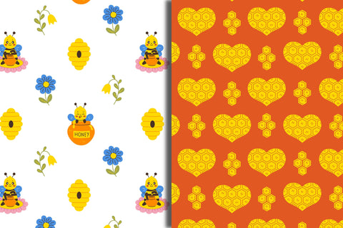 Honey Bee Seamless Patterns Digital Pattern Rin Green 