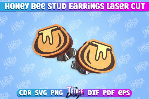 Honey Bee Stud Earrings Bundle | Jewelry Design | Bumble Bee Stud Earrings | CNC File SVG The T Store Design 