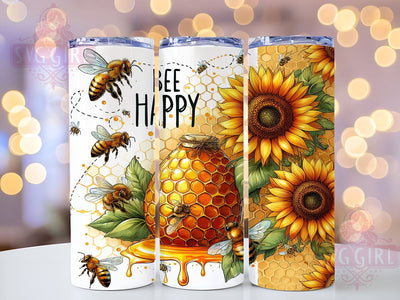 Honey Bee Sunflowers 20oz Tumbler Wrap Sublimation Design, Straight Tapered Tumbler Wrap, Bee Happy Tumbler Png, Instant Digital Download Sublimation SvggirlplusArt 