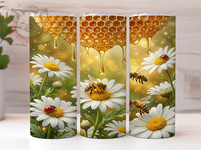 Honey Bees Daisies 20oz Tumbler, Honey Bees Daisies, Bees Daisies Tumbler, Honey Bee Tumbler, Daisy Tumbler Wrap, Honey Bees PNG, Daisy Bees PNG, 20oz Tumbler Wrap Sublimation Lara' s Designs 