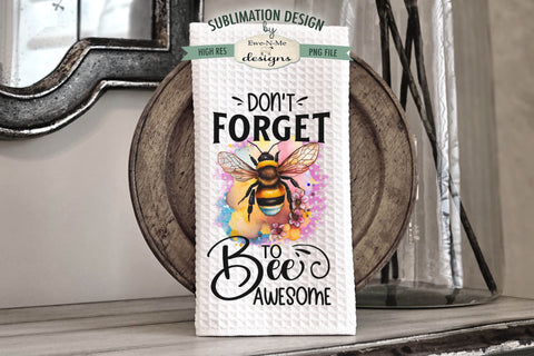 Honey Bees & Flowers Sublimation Kitchen Towel Designs Sublimation Ewe-N-Me Designs 