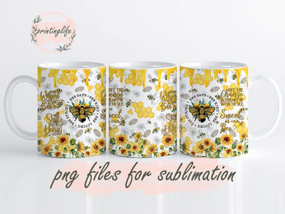 Honey bees Glitter Affirmations Mug Wrap Design, Instant Digital Design Download Mug Wrap Design, Mug Design PNG Sublimation PrintingLife 