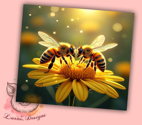 Honey Bees Tumbler, Bee Design, Night Meadow Tumbler, Couple of Bees, Sublimation Wrap, 20oz Tumbler, Nature Tumbler, Cute Bee Art Sublimation Lara' s Designs 