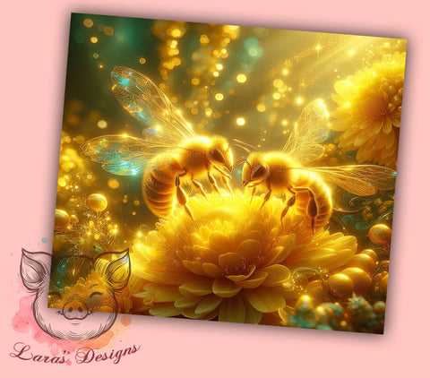 Honey Bees Tumbler, Bee Design, Night Meadow Tumbler, Couple of Bees, Sublimation Wrap, 20oz Tumbler, Nature Tumbler, Cute Bee Art Sublimation Lara' s Designs 