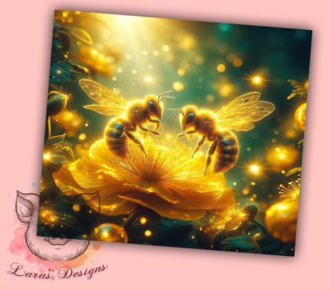 Honey Bees Tumbler, Bee Design, Night Meadow Tumbler, Couple of Bees, Sublimation Wrap, 20oz Tumbler, Nature Tumbler, Cute Bee Art Sublimation Lara' s Designs 
