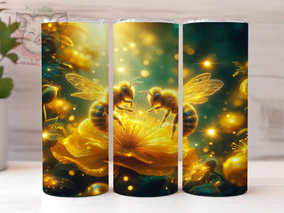 Honey Bees Tumbler, Bee Design, Night Meadow Tumbler, Couple of Bees, Sublimation Wrap, 20oz Tumbler, Nature Tumbler, Cute Bee Art Sublimation Lara' s Designs 