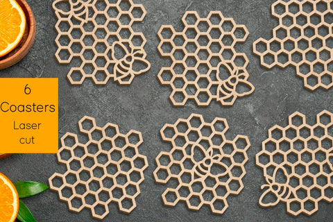 Honey comb coasters, Laser cut drink coaster, Kitchen decor SVG AnastasiyaArtDesign 