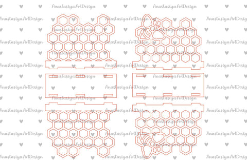 Honey comb napkin holder svg, Laser cut tissue holder SVG AnastasiyaArtDesign 
